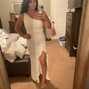 White long ruffle dress